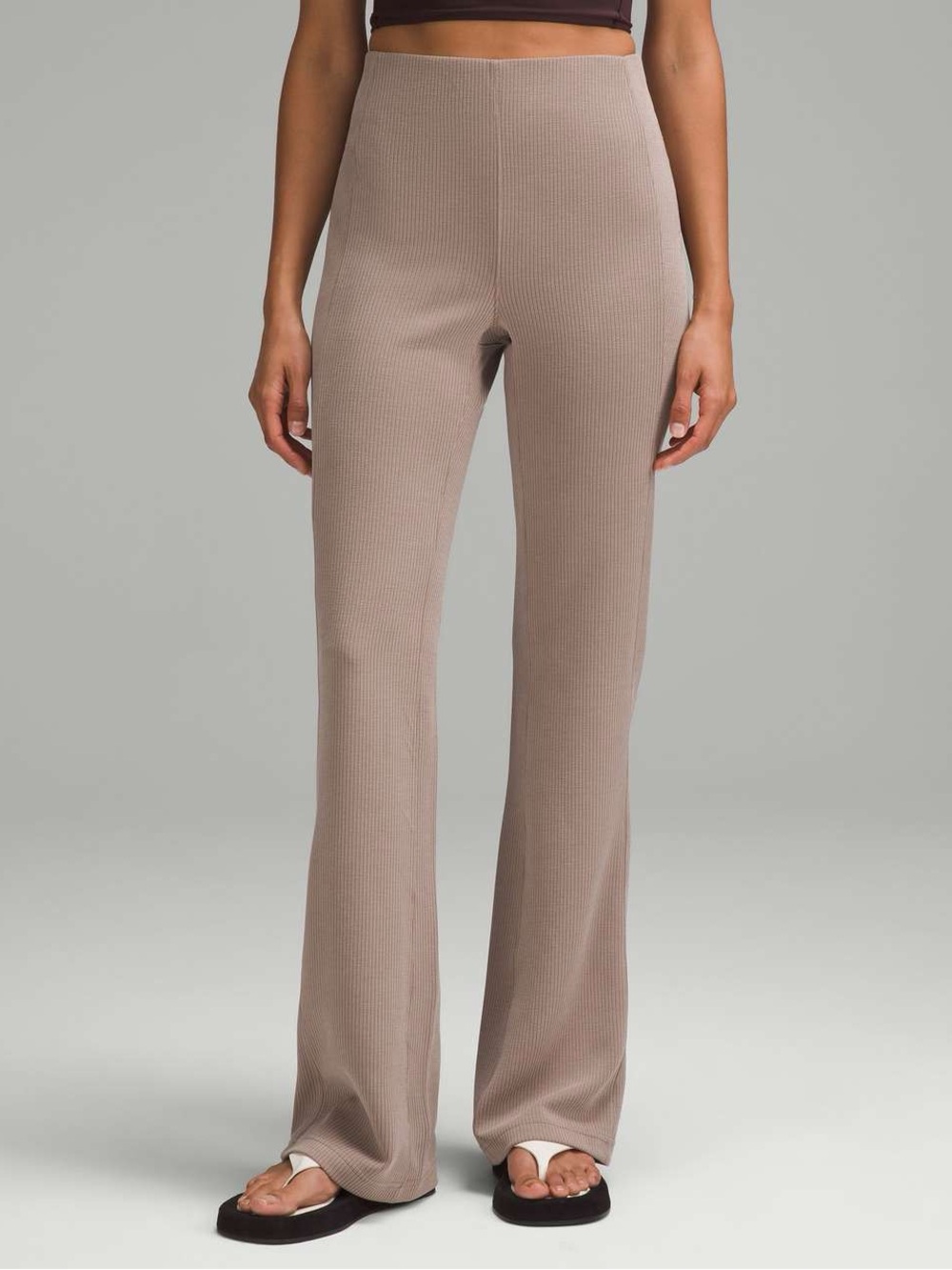 Lululemon Ribbed Softstreme Flared Pants Taupetastic Size 2